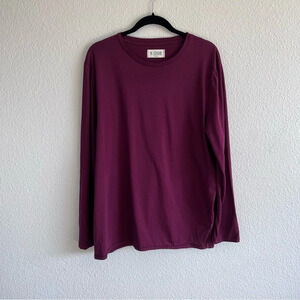 M.Singer Mens Long Sleeve Cotton Burgundy Tee